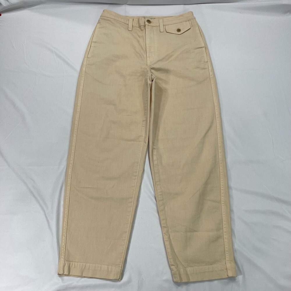 Madewell Utility Balloon Leg Pants Womens 26 Bone High Rise Cotton Loose Baggy